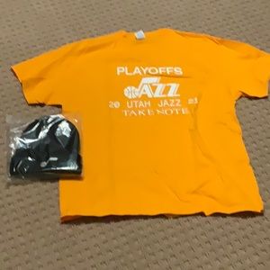 Utah Jazz NBA tshirt and beanie